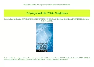 Download EBOoK@ Cetywayo and His White Neighbours (Ebook pdf)