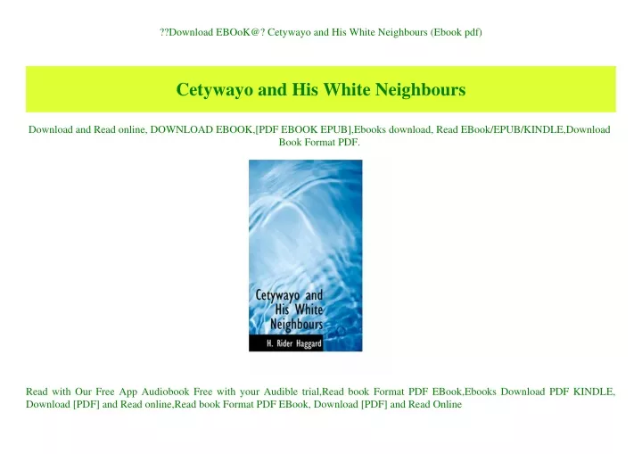 download ebook@ cetywayo and his white neighbours