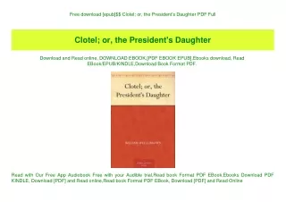 Free download [epub]$$ Clotel; or  the President's Daughter PDF Full