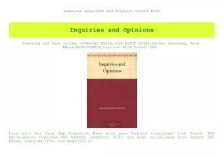 Download Inquiries and Opinions Online Book