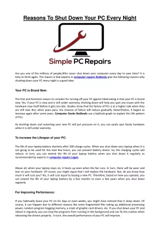 Reasons To Shut Down Your PC Every Night