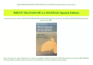 [READ PDF] EPUB BREVE TRATADO DE LA SOLEDAD (Spanish Edition) {read online}