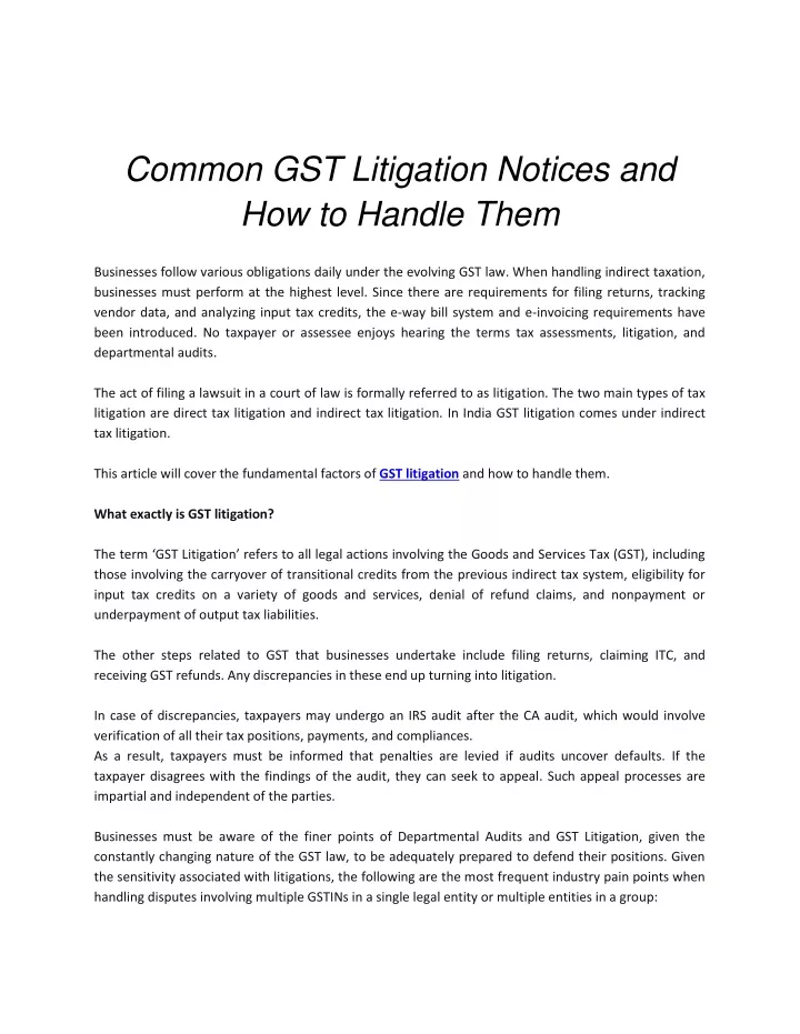 common gst litigation notices and how to handle
