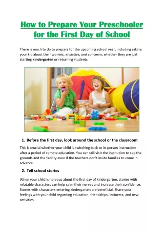 How To Prepare Your Preschooler For The First Day of School