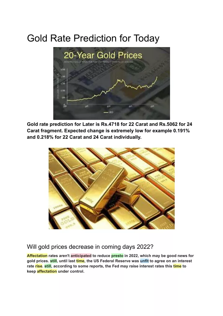 PPT Gold Rate Prediction for Today PowerPoint Presentation, free