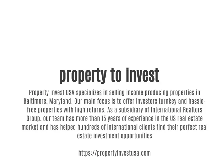property to invest property invest