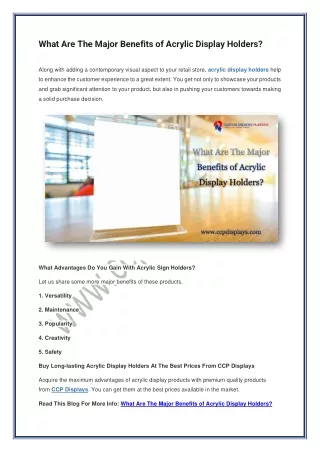 what are the major benefits of acrylic display