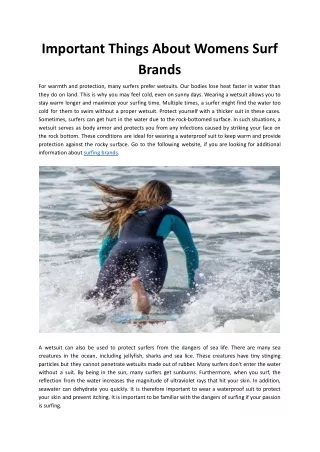 Important Things About Womens Surf Brands