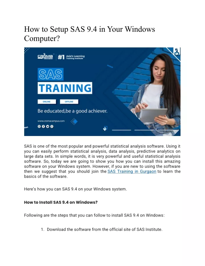 how to setup sas 9 4 in your windows computer