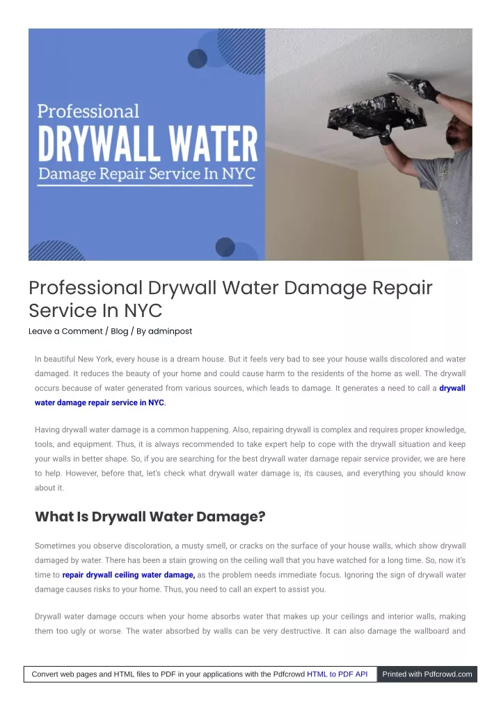 professional drywall water damage repair service