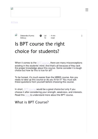 Is BPT course the right choice for students?