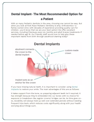 Dental Implant- The Most Recommended Option for a Patient