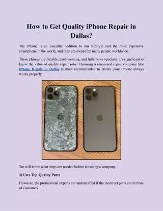 How to Get Quality iPhone Repair in Dallas