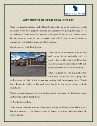 Why Invest in Utah Real Estate