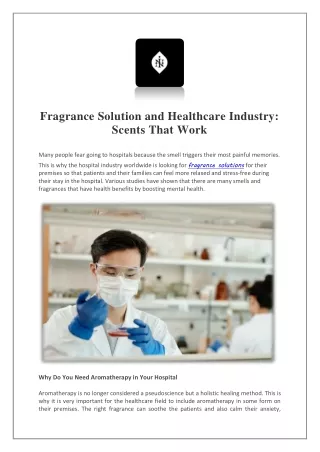 Fragrance Solution and Healthcare Industry: Scents That Work