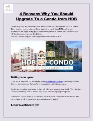 4 Reasons Why You Should Upgrade To a Condo from HDB