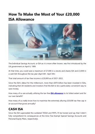 How To Make the Most of Your £20,000 ISA Allowance