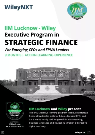 Strategic Finance | Executive Program In Strategic Finance Brochure - WileyNXT