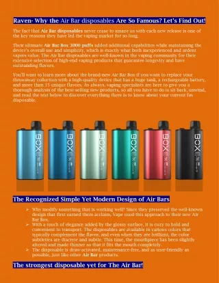 raven why the air bar disposables are so famous