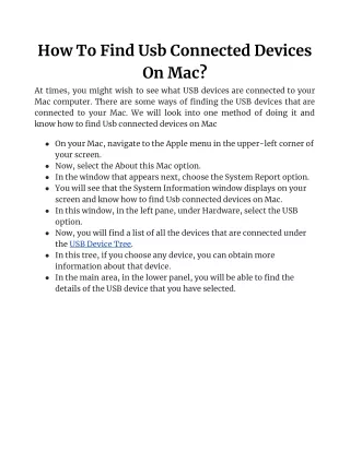 How To Find Usb Connected Devices On Mac With Simple Steps?