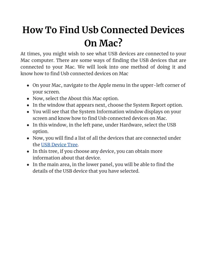 how to find usb connected devices on mac at times