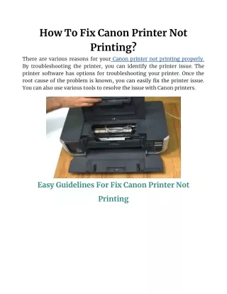 How To Fix Canon Printer Not Printing