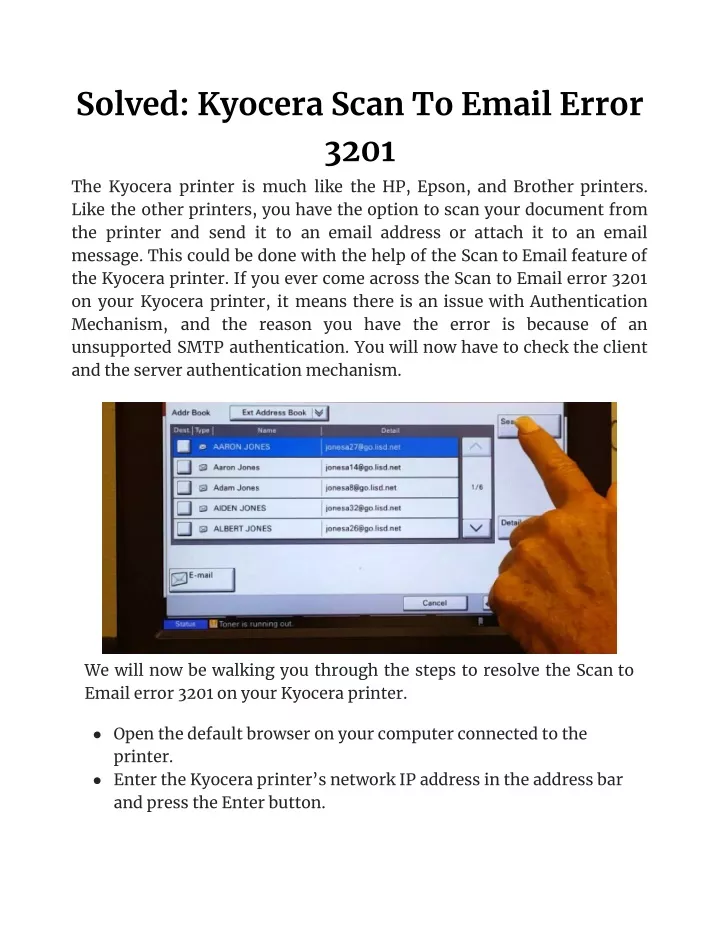 solved kyocera scan to email error 3201