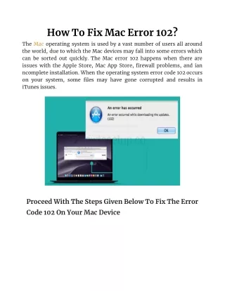 Simple Steps To Fix Mac Error 102 | Quick Solution