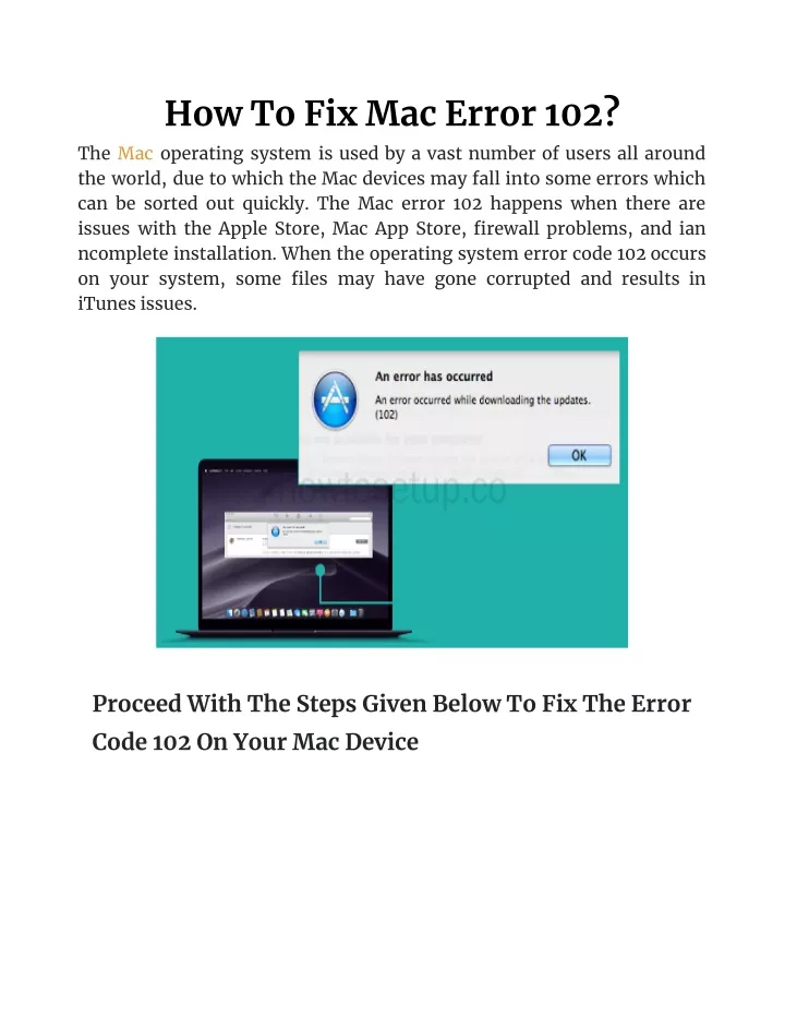 how to fix mac error 102 the mac operating system