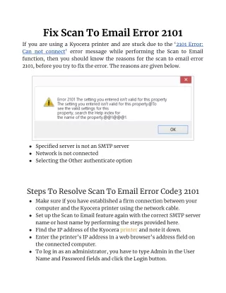 Fix Scan To Email Error 2101