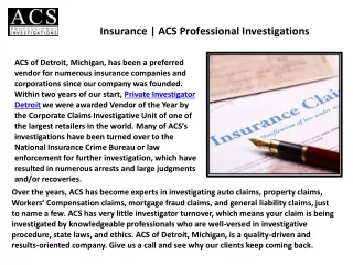Private Investigator Detroit Michigan - Full Service Investigation Company