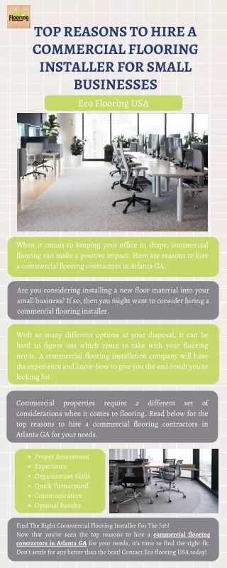 Top Reasons To Hire A Commercial Flooring Installer For Small Businesses