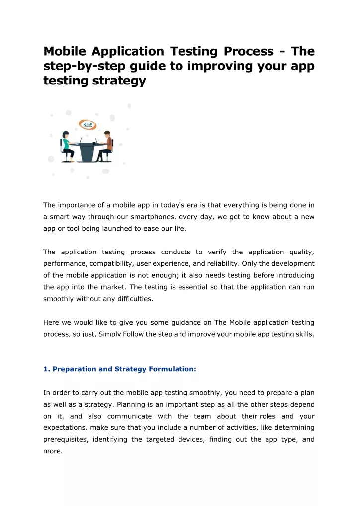 mobile application testing process the step