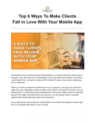 Top 6 Ways To Make Clients Fall in Love With Your Mobile App (1)
