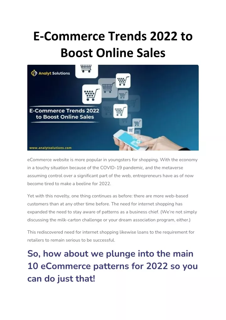 e commerce trends 2022 to boost online sales