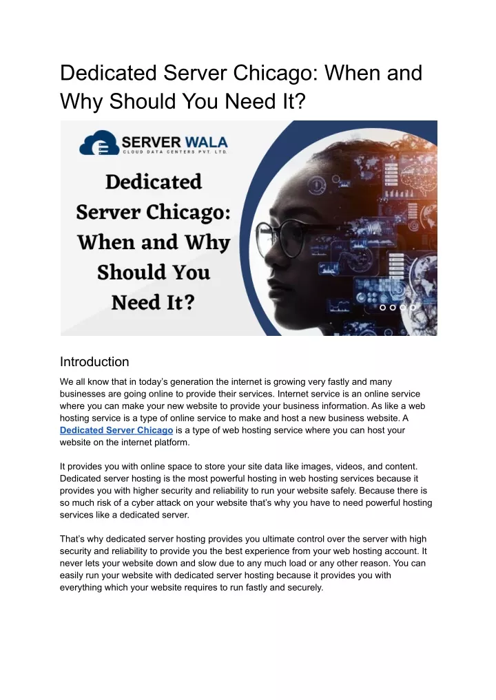 dedicated server chicago when and why should