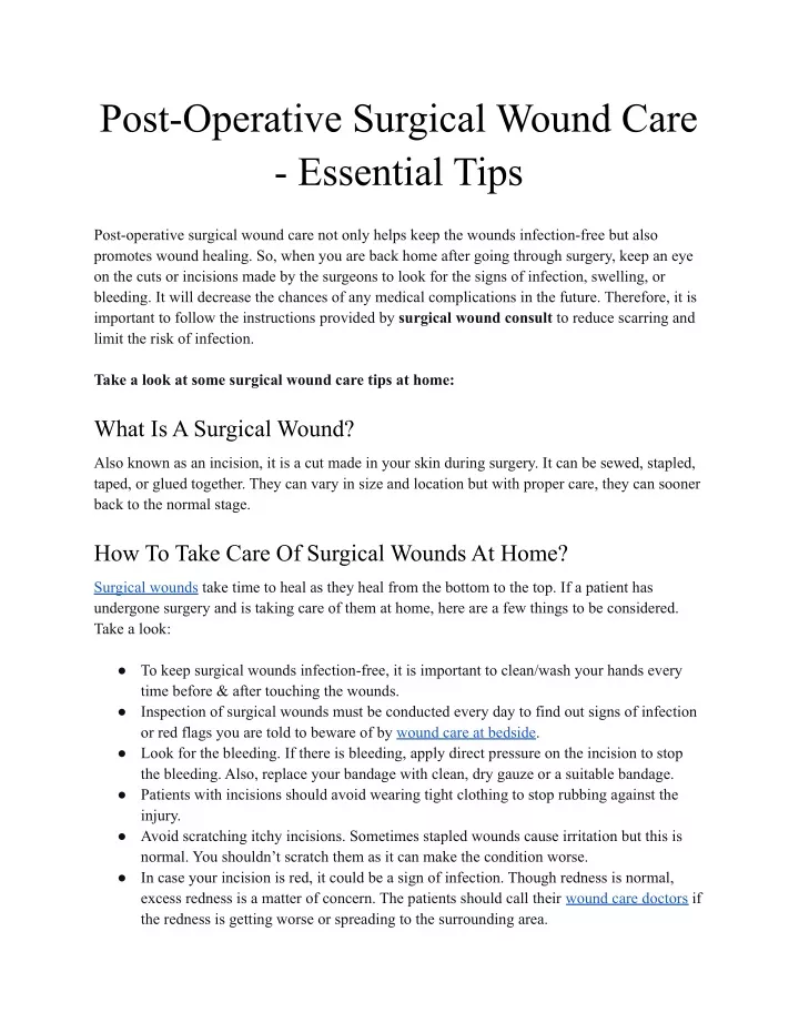 post operative surgical wound care essential tips