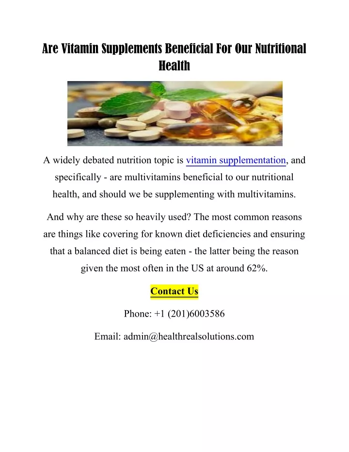 are vitamin supplements beneficial