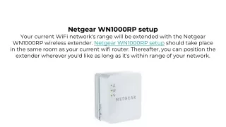 Netgear WN1000RP setup