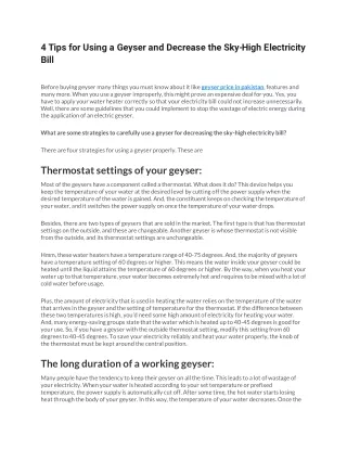 4 tips for using a geyser and decrease