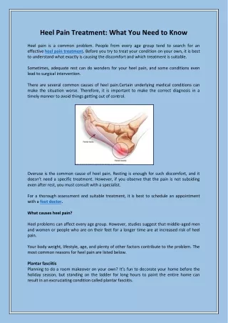 Heel Pain Treatment What You Need to Know