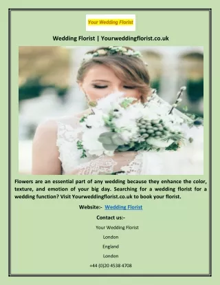 Wedding Florist | Yourweddingflorist.co.uk