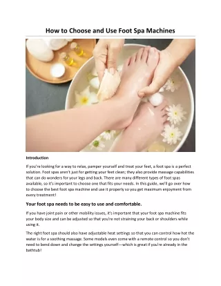 How to Choose and Use Foot Spa Machines