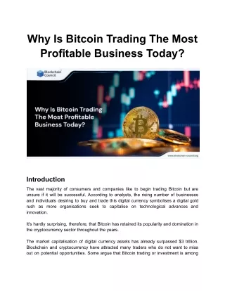 why is bitcoin trading the most profitable