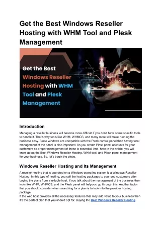 get the best windows reseller hosting with
