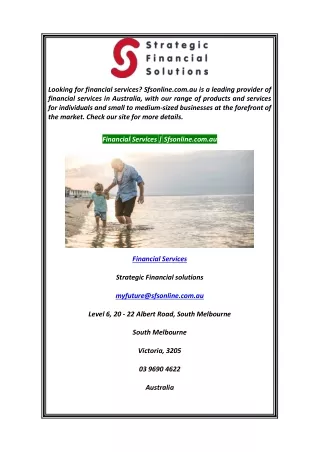 looking for financial services sfsonline
