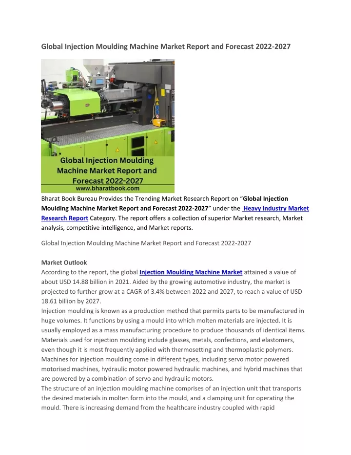 global injection moulding machine market report