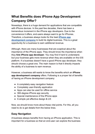 what benefits does iphone app development company
