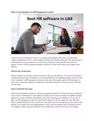 what are the benefits of an hr management system