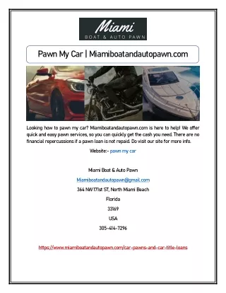 Pawn My Car | Miamiboatandautopawn.com